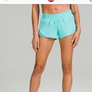 ISOO!!! Electric turquoise lulu shorts size 2 or 4 2.5 inch inseam!!